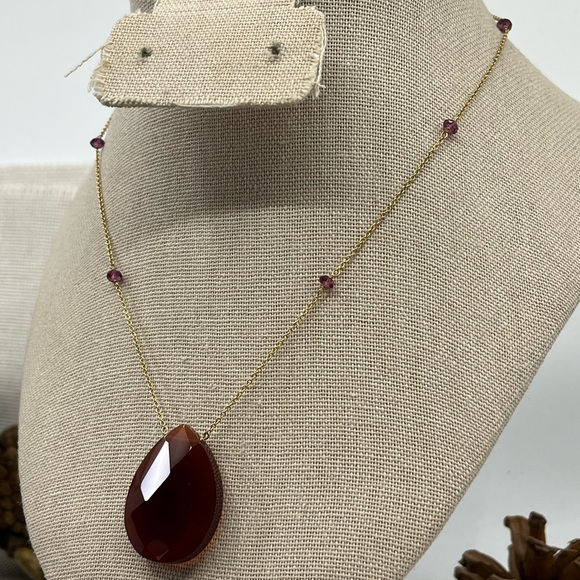 Vintage 14K Gold Carnelian & Amethyst Necklace – Rare Find - Picture 10 of 17